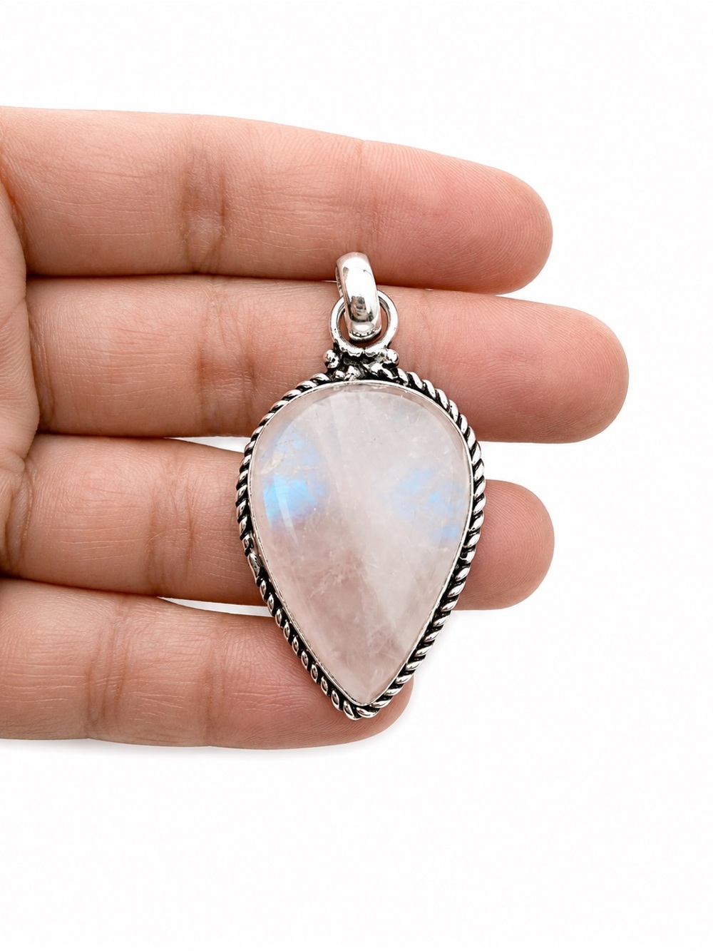 925 Sterling Silver Teardrop Rose Quartz Pendant - 🩷